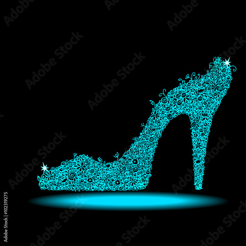 Icon crystal shoe on black background  isolated