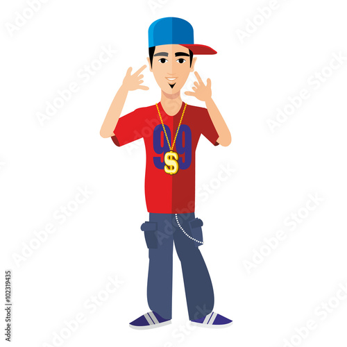 rapper in a blazer with chains and sneakers
