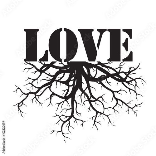 Black Vector Illustration LOVE and Roots