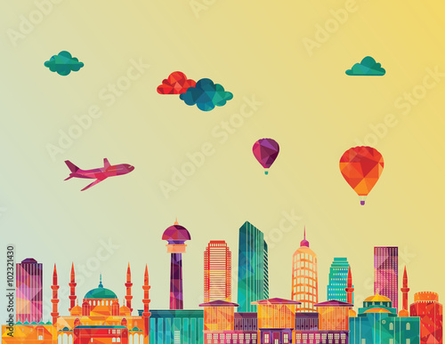 Ankara detailed skyline. Vector illustration