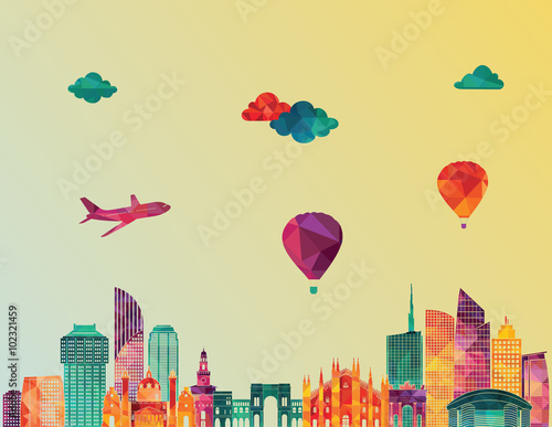 Milan detailed skyline. Vector illustration