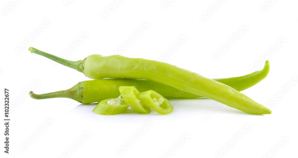 green chili pepper on white background green chili pepper on white background