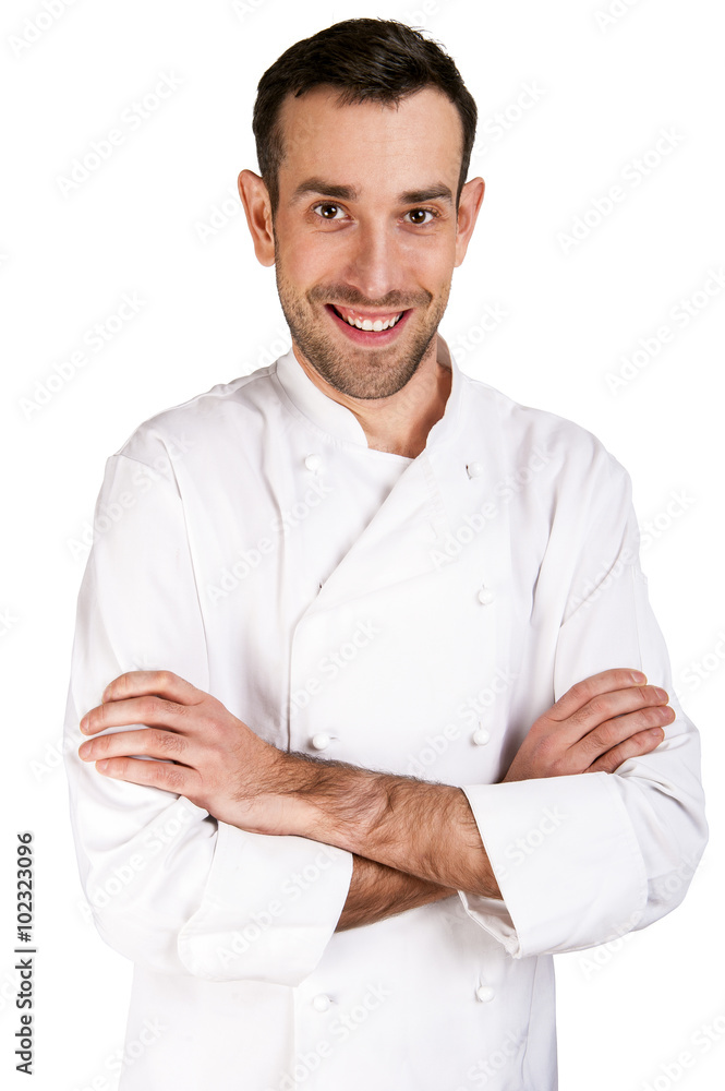 A male chef isolated over white background A male chef isolated over white background