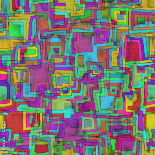 Seamless colourful abstract mosaic background pattern with fabric texture