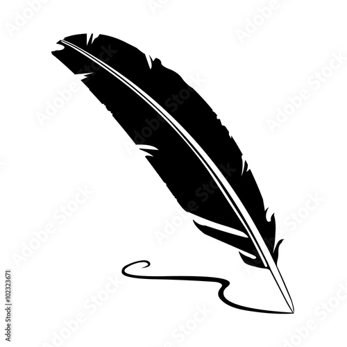 A vector illustration of Feather Quill and ink. 
Retro image of a feather quill used for writing. photo