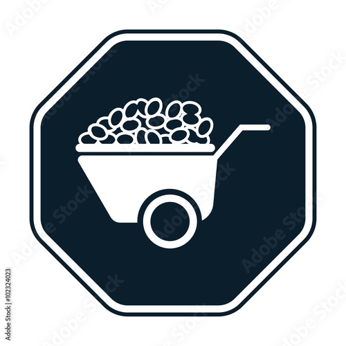 Wheelbarrow with potatoes icon