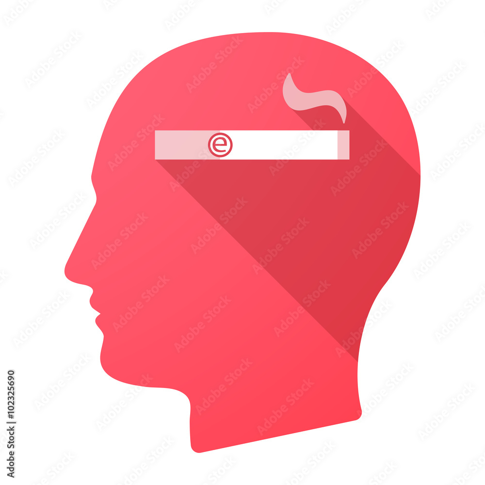 Long shadow male head icon with an electronic cigarette Long shadow male head icon with an electronic cigarette