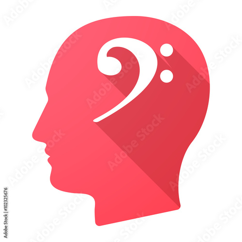 Long shadow male head icon with an F clef