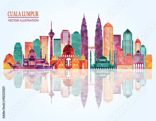 Kuala Lumpur detailed skyline. Vector illustration