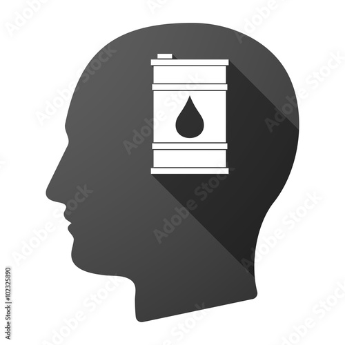 Long shadow male head icon with a barrel of oil photo