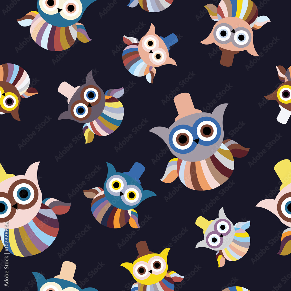 Seamless decorative vector background with owls. Print. Repeating background. Cloth design, wallpaper. Seamless decorative vector background with owls. Print. Repeating background. Cloth design, wallpaper.