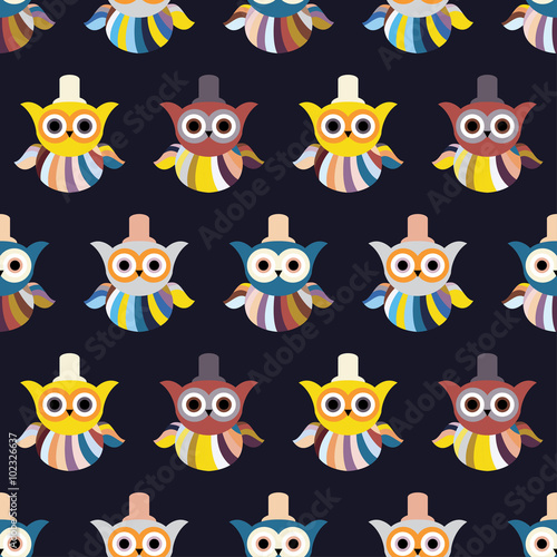 Seamless decorative vector background with owls. Print. Repeating background. Cloth design  wallpaper.