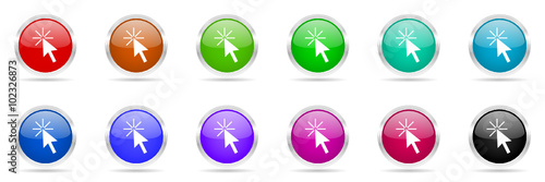 click here vector icons set