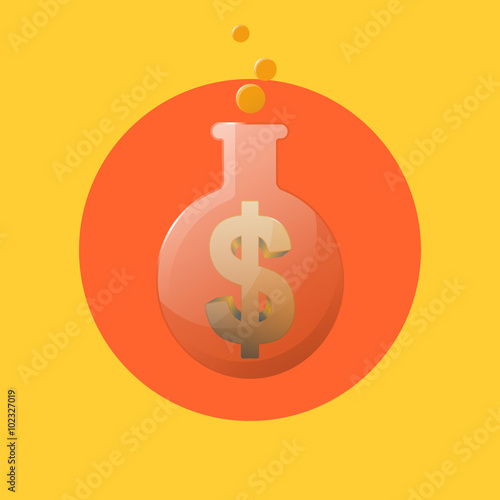 Business icon, chemical laboratory flask