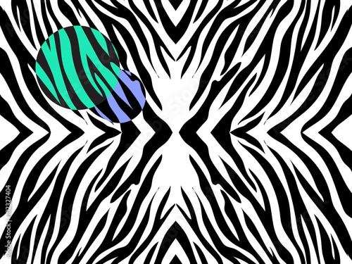 Vector  illustration   of zebra print on white background with  colored spots.