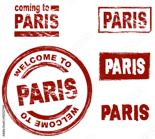 Ink stamp set city Paris
