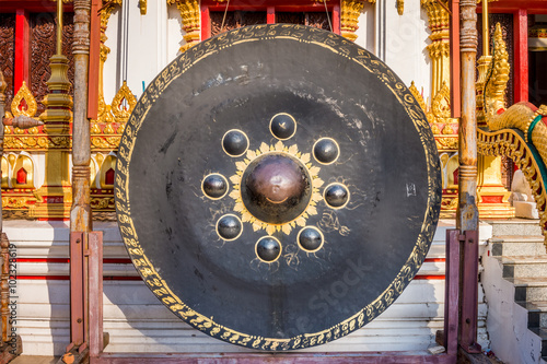 Very large nipple gong at a Buddhist temple. It is at Wat Nong Waeng in Khon Kaen province, Thailand.