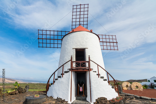 Traditional windmill in Lanzarote, Canary Islands, Spain