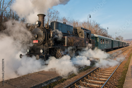Historic Steam Train at railway station