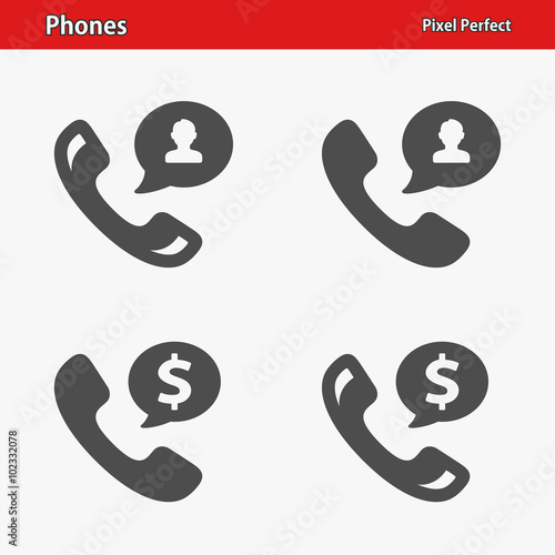 Phones Icons. Professional, pixel perfect icons optimized for both large and small resolutions. EPS 8 format.