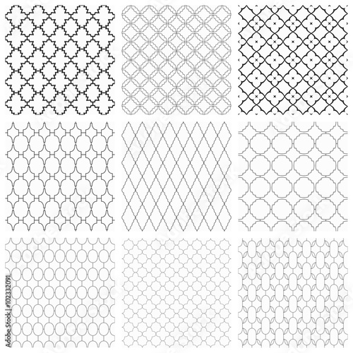 Set of seamless vector ornamental patterns.