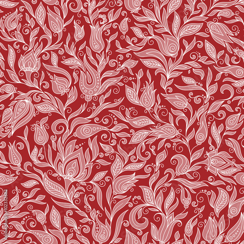 Paisley Flowers Design Elements Seamless Pattern