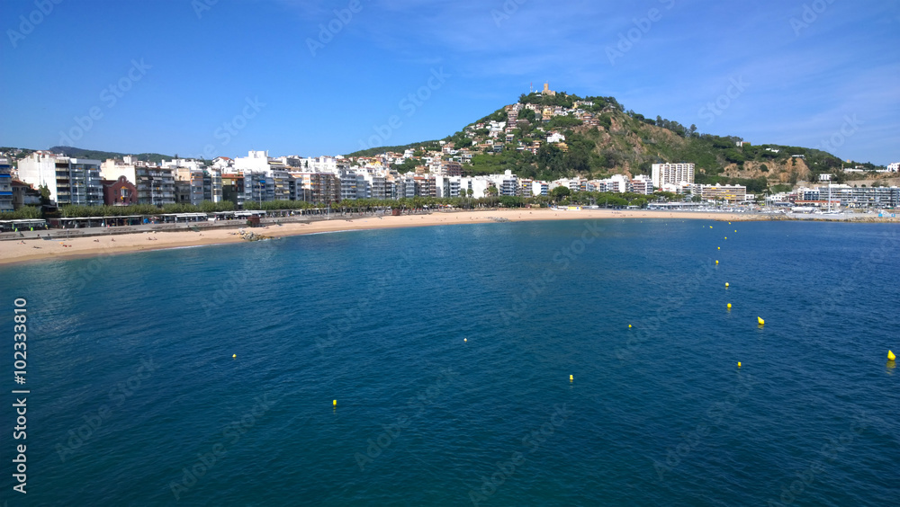View of the beach of Blanes, Girona, Spain View of the beach of Blanes, Girona, Spain