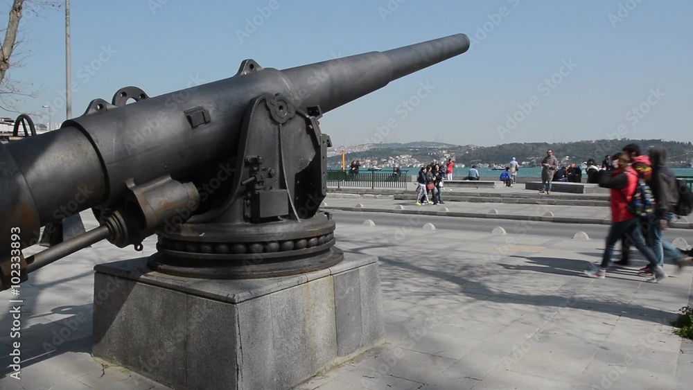 Iron Cannon in Istanbul on Seaside of Bosphorus Iron Cannon in Istanbul on Seaside of Bosphorus