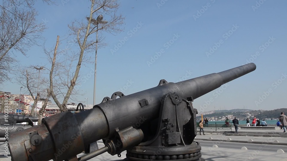 Iron Cannon in Istanbul on Seaside of Bosphorus Iron Cannon in Istanbul on Seaside of Bosphorus