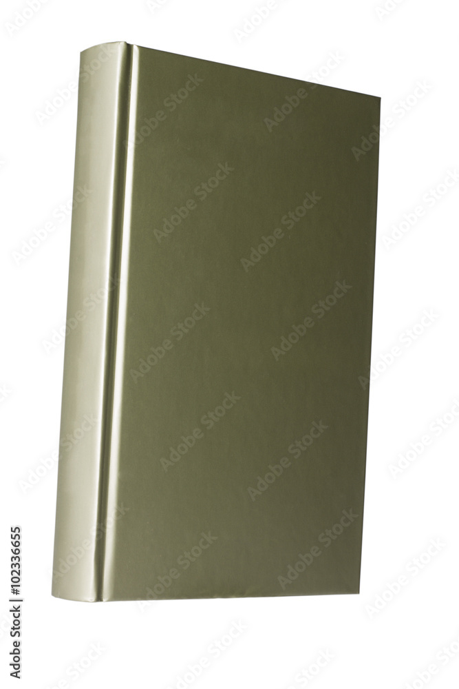 Blank olive hardcover book isolated on white background with copy space Blank olive hardcover book isolated on white background with copy space