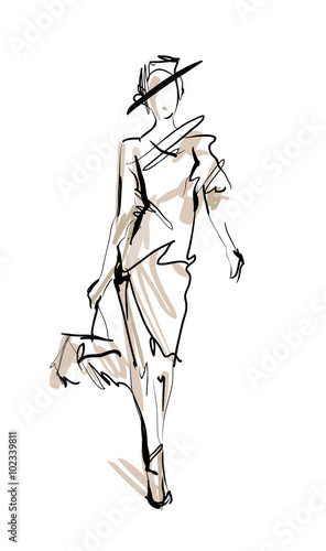 Fashion model. Sketch.