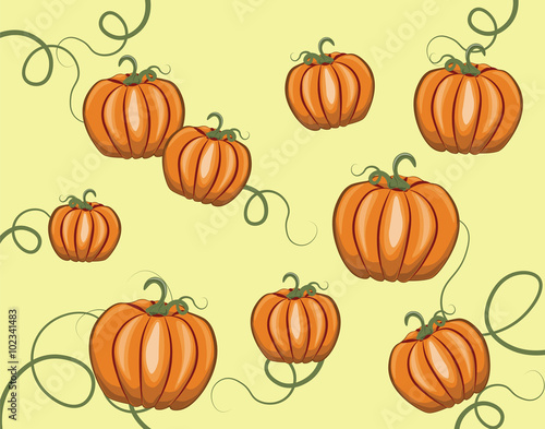 Pumpkins pattern background. Vector