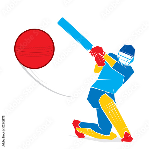cricket player hit big shoot, out of the boundary design vector