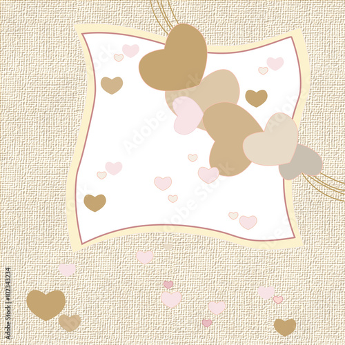 Love heart invitation card background in beige. Vector