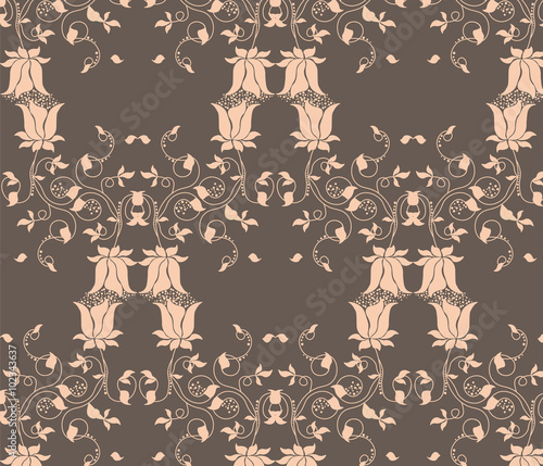 Tulips flowers texture pattern background. Vector