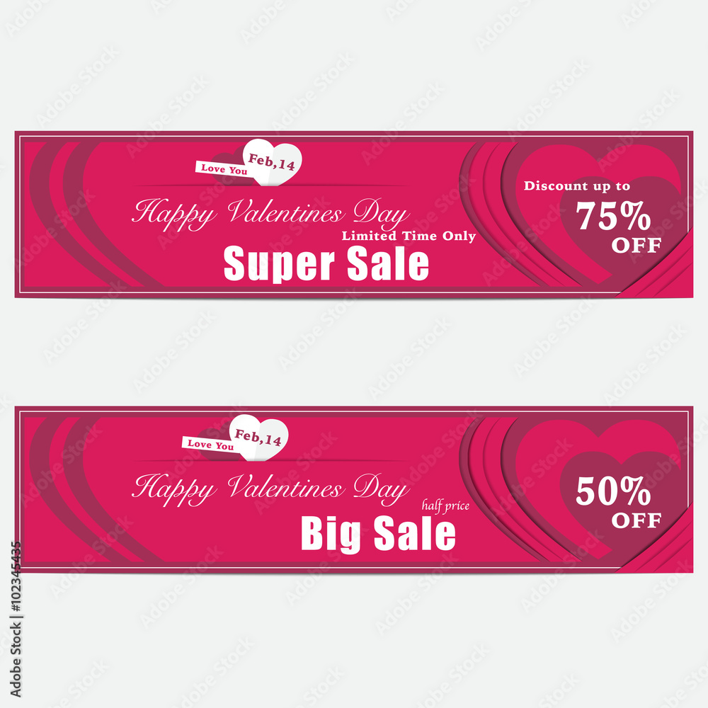 valentine discount red banners