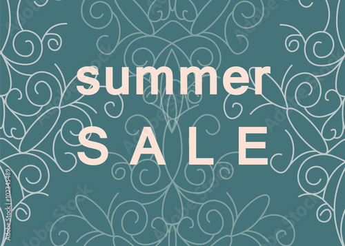 Summer Sale commercial banner with ornaments. Vector