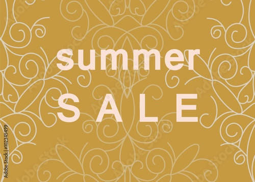 Summer Sale commercial banner with ornaments. Vector