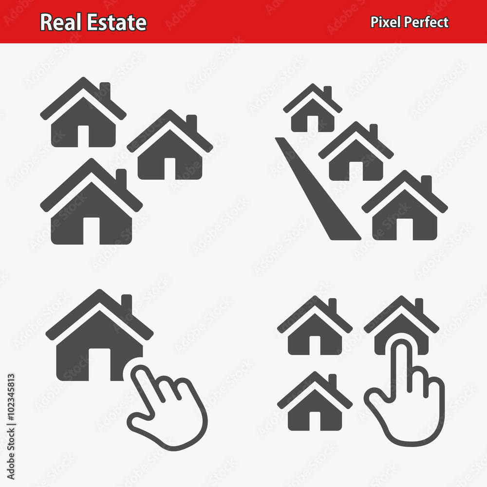 Real Estate Icons. Professional, pixel perfect icons optimized for both large and small resolutions. EPS 8 format. Real Estate Icons. Professional, pixel perfect icons optimized for both large and small resolutions. EPS 8 format.