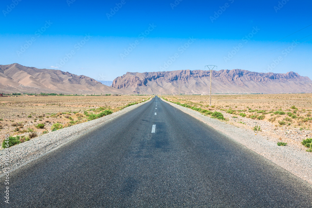 Desert road in Morocco Desert road in Morocco