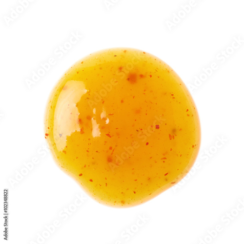 Round spill stain of sauce isolated