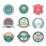 Set of vintage summer camp badges and outdoors 