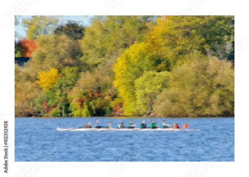 Head Race Team Rowing Regatta Pastel Artwork photo