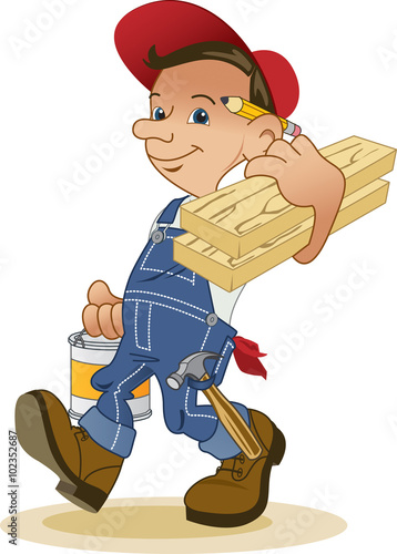 Cheerful handyman or carpenter