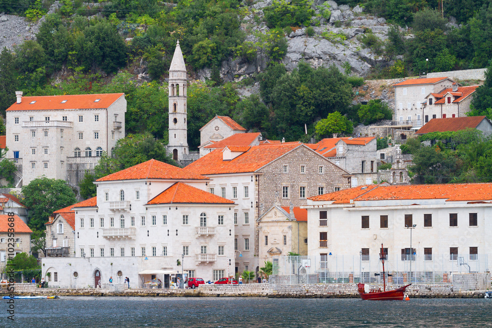 Perast city embankment, Montenegro Republic.