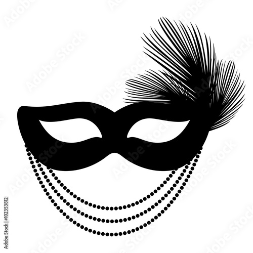 black mask with feathers