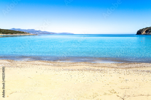 Beautiful idyllic turquoise waters beach, Crete Greece.
