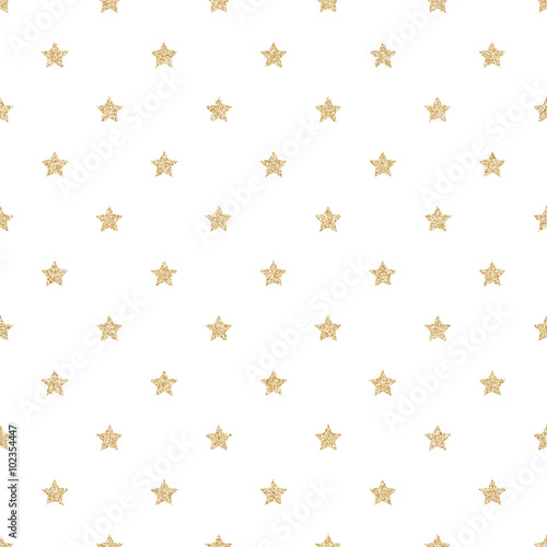Gold glitter stars seamless pattern background.