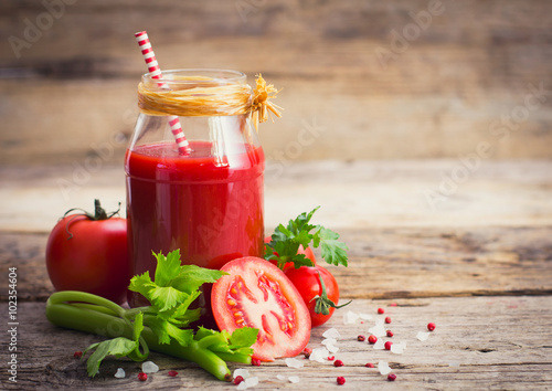 Tomato juice in the jar