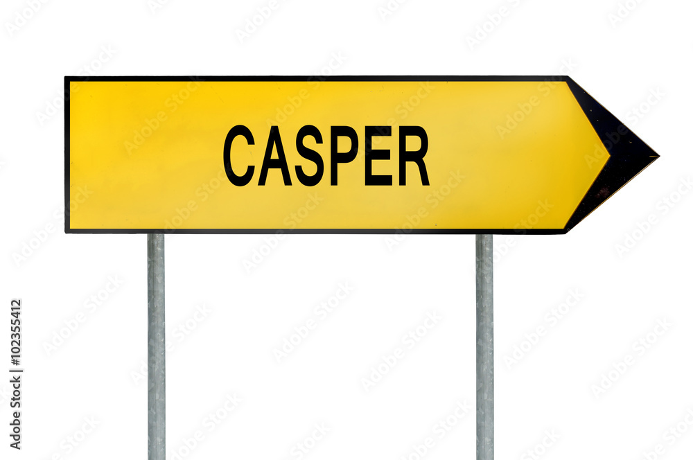 Yellow street concept sign Casper isolated on white Yellow street concept sign Casper isolated on white